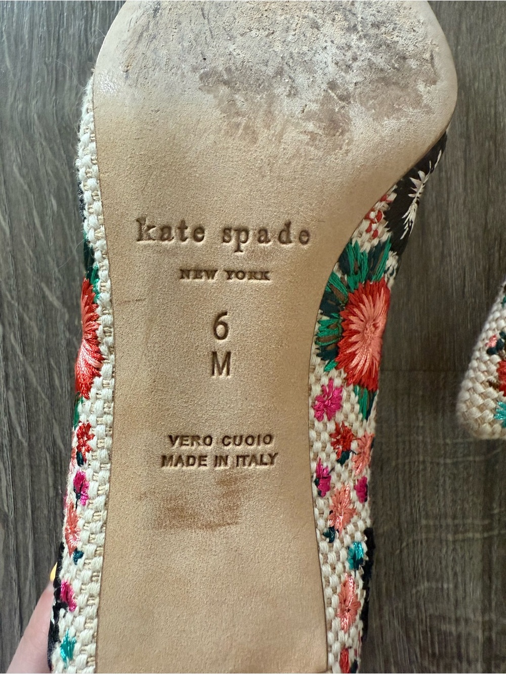 kate spade Embroidered Pointed-Toe Heel in Beige, Pink, Green - Picture 3 of 3